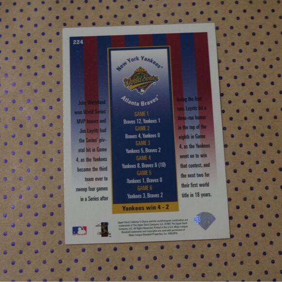 1996 Post Season Celebration #224 Baseball Card - Picture 2 of 2